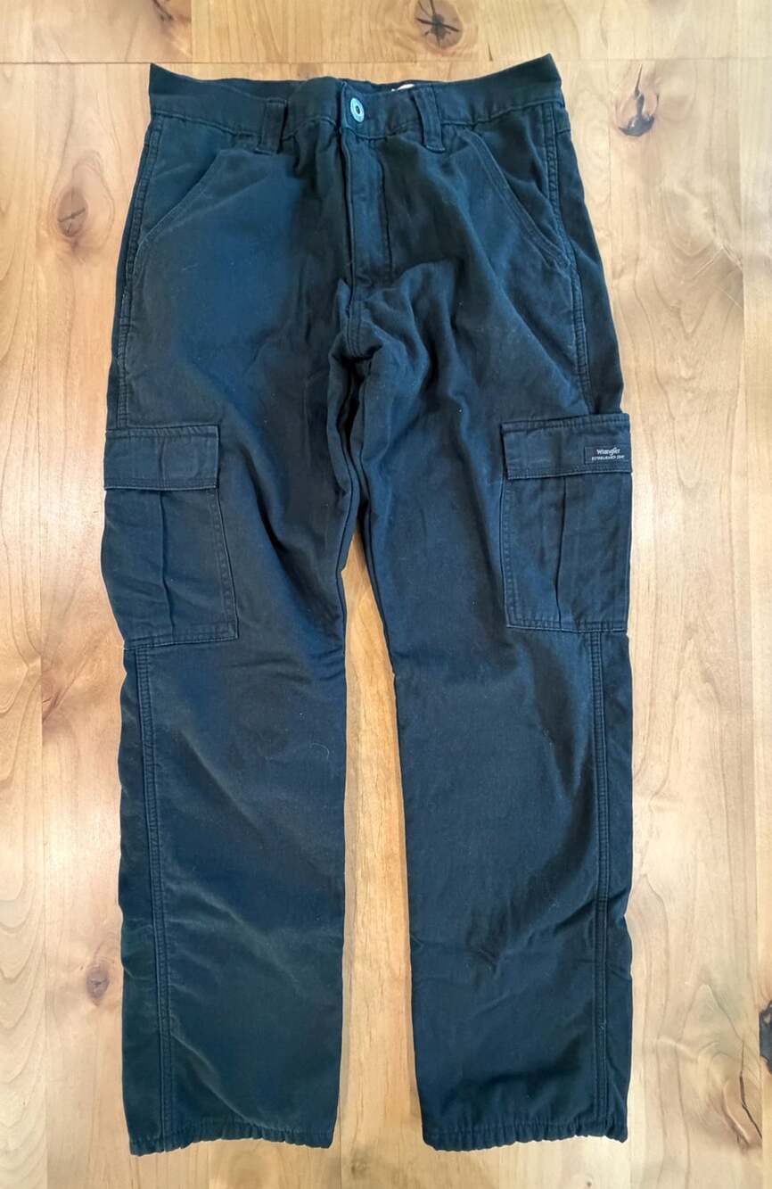 Wrangler Cargo Pants Black Fleece Lined Established 1947 Size 34x32